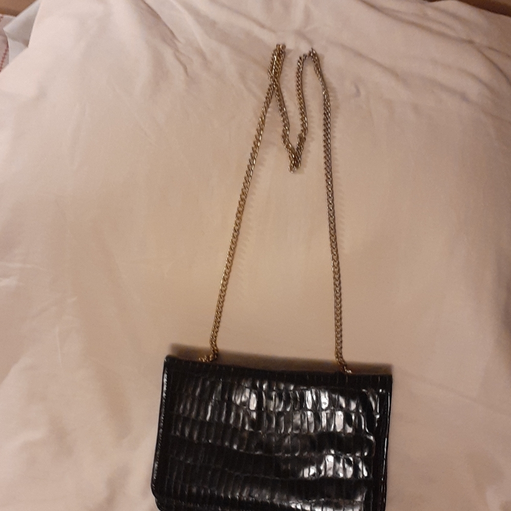 Black Patent Leather "Crocodile" clutch / handbag